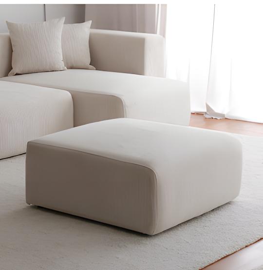 Hocker Fußhocker Puff Ottomane Sitz Beige Stoff Wohnzimmer Sitzhocker