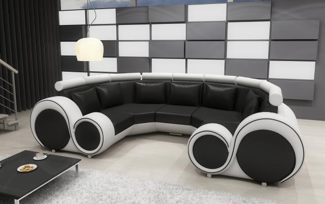 XXL WOHNLANDSCHAFT LEDERSOFA DESIGN POLSTER GARNITUR COUCH ECKSOFA BIG SOFA NEU
