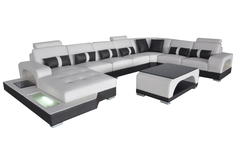 Leder Sofa mit USB Moderne Sitz Couch Polster Design Eck Couchen Wohnlandschaft