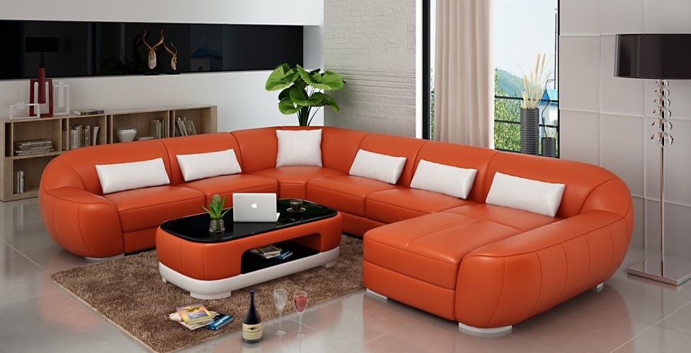 Modernes Ledersofa Ecksofa Wohnlandschaft Sitz Polster Couch Garnitur Neu FEo