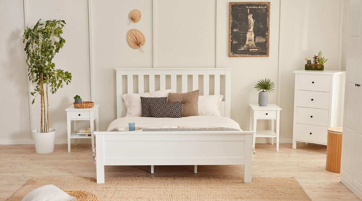 Komplette Schlafzimmer Luxus Suite Nachttisch Bett Elternschlafzimmer 3tlg
