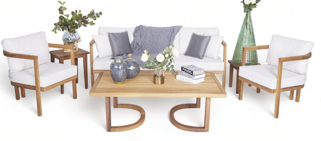 Stilvolle Garten Sitzmöbel Sofa 3 Sitzer 2x Sessel Couchtisch 4tlg Gartenmöbel