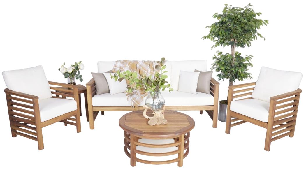 Gartenmöbel Set Komplett Sofa 3 Sitzer 2x Sessel Holz Möbel Couchtisch