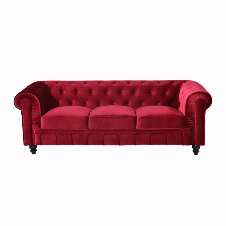 Leder Sofa Couch - Rote Polster Dreisitzer Couch Garnitur 3er Neu