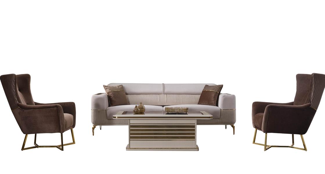 Sofagarnitur Sofa Couch Polster Set Wohnzimmer Möbel Einrichtung Tisch 4tlg.