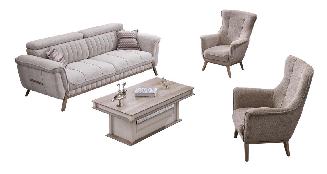 Sofagarnitur Sofa Couch Polster Set Möbel Einrichtung Wohnzimmer Tisch 4tlg.