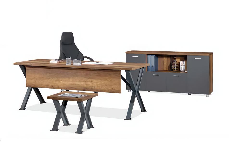 Arbeitszimmer Set Schreibtisch X-Tischbeine mit Couchtisch Sideboard