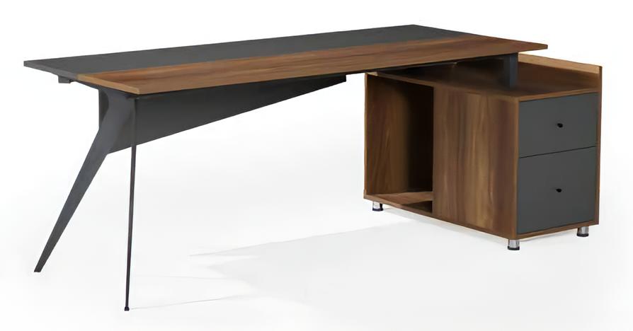 Arbeitstisch Schreibtisch Bürotisch mit Schrank Arbeitszimmer Braun-Grau