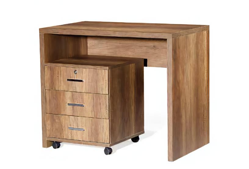 Tisch mit Schubladenschrank Bürotisch mit 3 Schubladen Holz Büromöbel