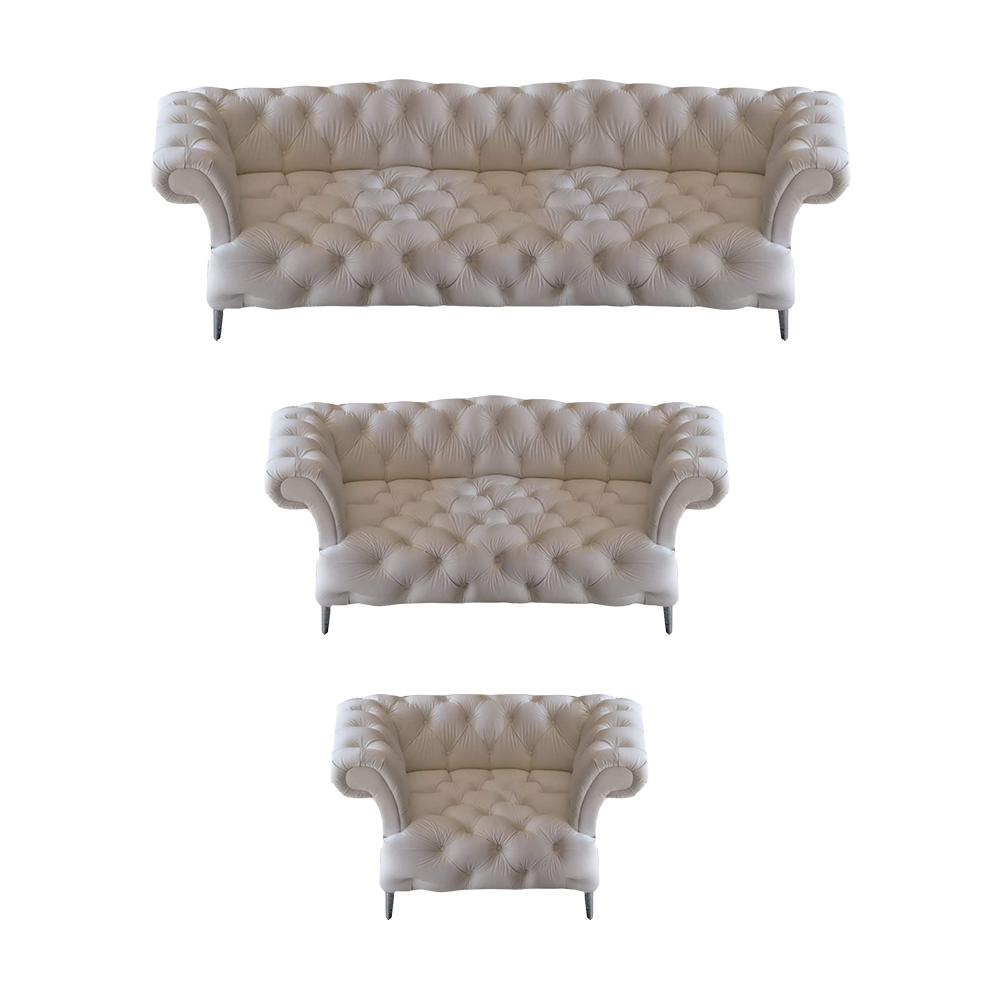 Chesterfield Weiß Wohnzimmer Sofas Set Modern Leder Polstermöbel Einrichtung