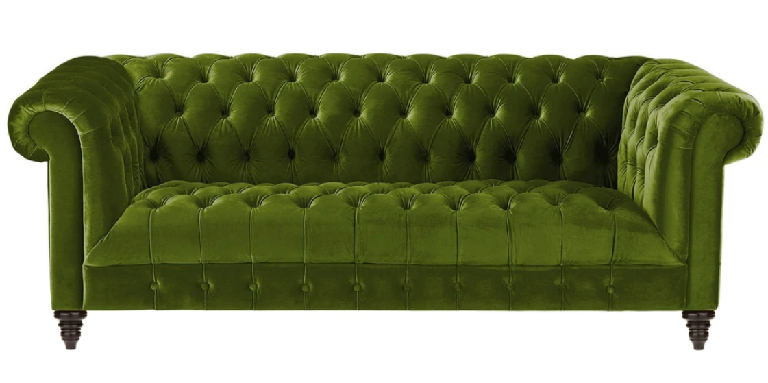 Grün Dreisitzer Stoff Chesterfield Design Couchen Polster Sofas Original Sofa