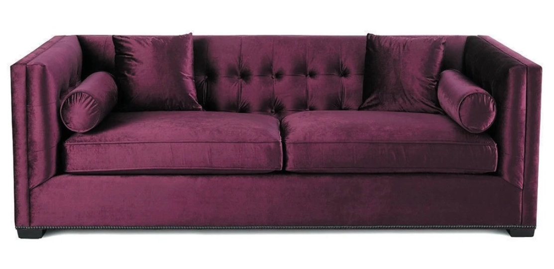 Dreisitzer Rot Chesterfield Sofa Samt Wohnzimmer Design Couchen Polster Sofas