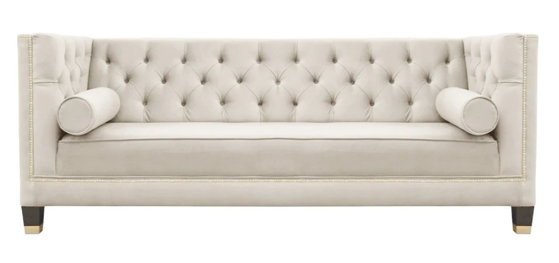 Beige Chesterfield Wohnzimmer Modern Design Couchen Sofa Möbel Stoff Sofas Neu