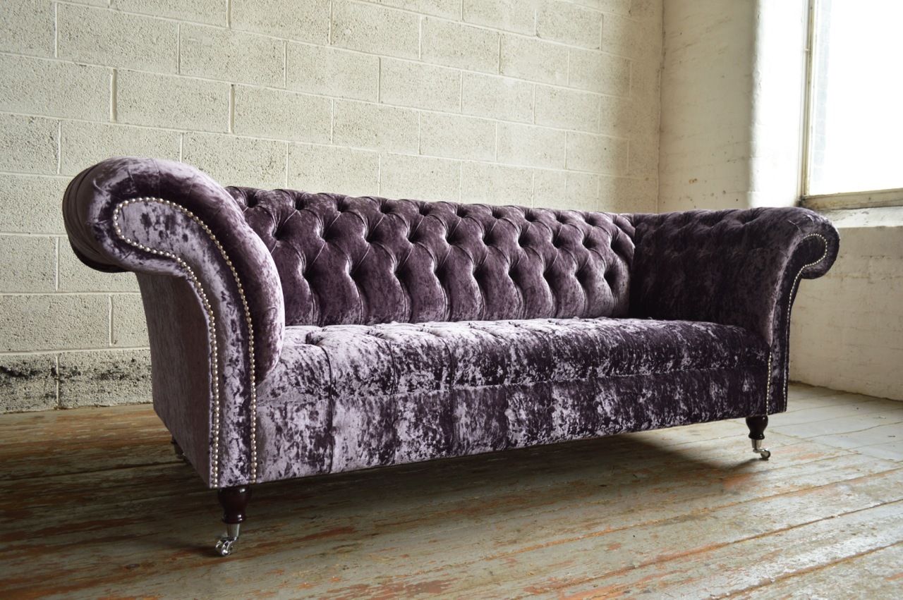 Chesterfield Design Luxus Polster Sofa Couch Sitz Garnitur Leder Textil Neu #175