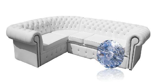 Chesterfield Ecksofa Ledercouch Eck Sofa Polster Sitz Couch Leder Garnitur Napol