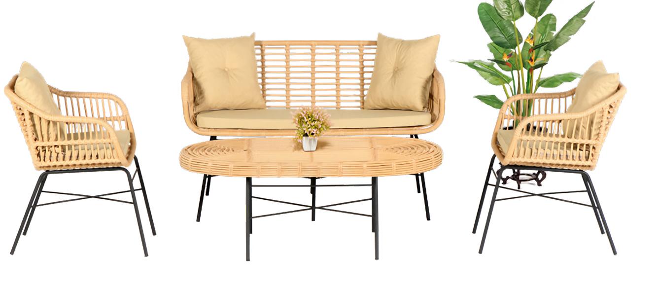 Garten Möbel Sitzmöbel Sofagarnitur Terrasse Tisch Sofa Couchtisch Modern 4tlg.