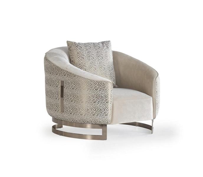 Designer Sessel Polstersessel Stuhl Mit Kissen Beige Gold Edelstahl Luxus