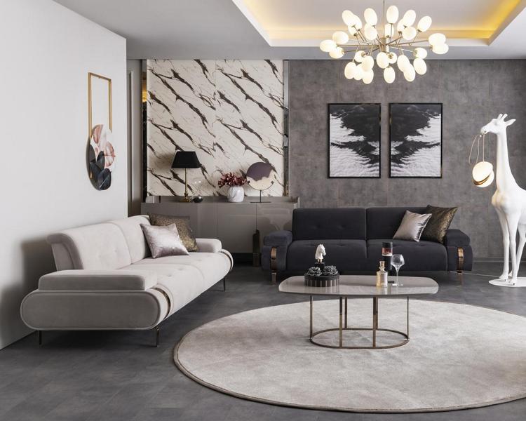 Couch Couchtisch Sofagarnitur Sofa Set Wohnzimmer 2x Sofas 3 Sitzer 3tlg