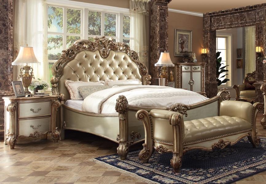 Luxus Klassisch Schlafzimmer Komplett Bett Nachttische Bank Barock Möbel