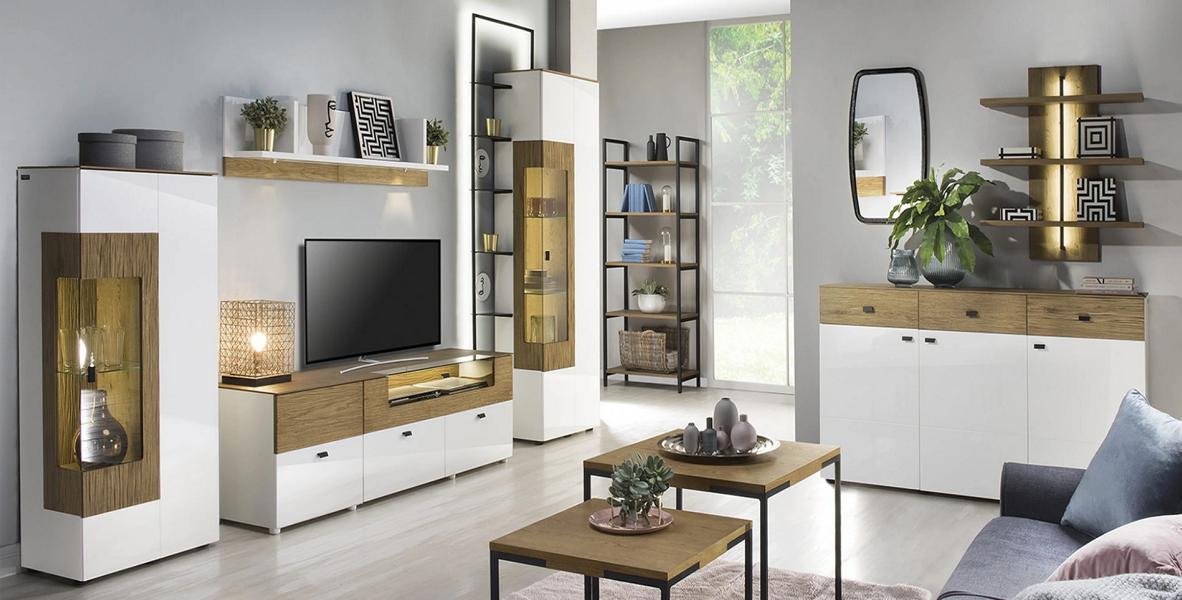 Wohnzimmer Wohnwand Modern Luxuriöses TV-Lowboard Komplett Set 6tlg