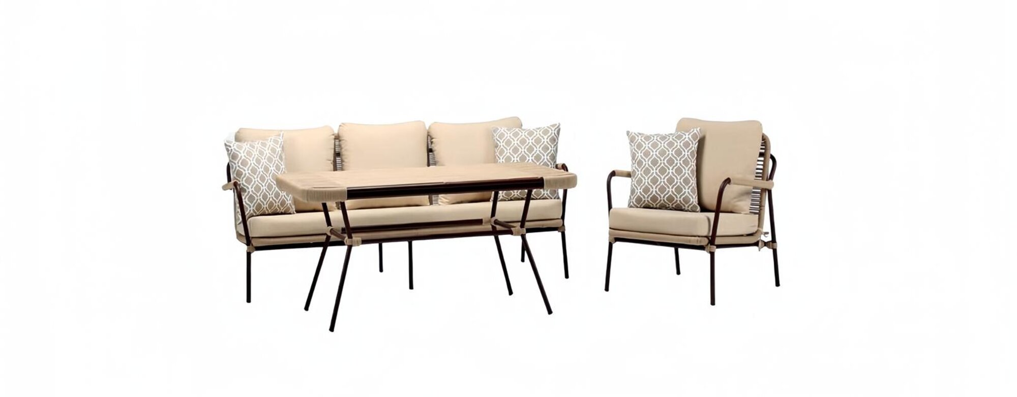 Outdoor Möbel Außenmöbel Sofa Gartenlounge Loungemöbel Terrassen Couch 3tlg