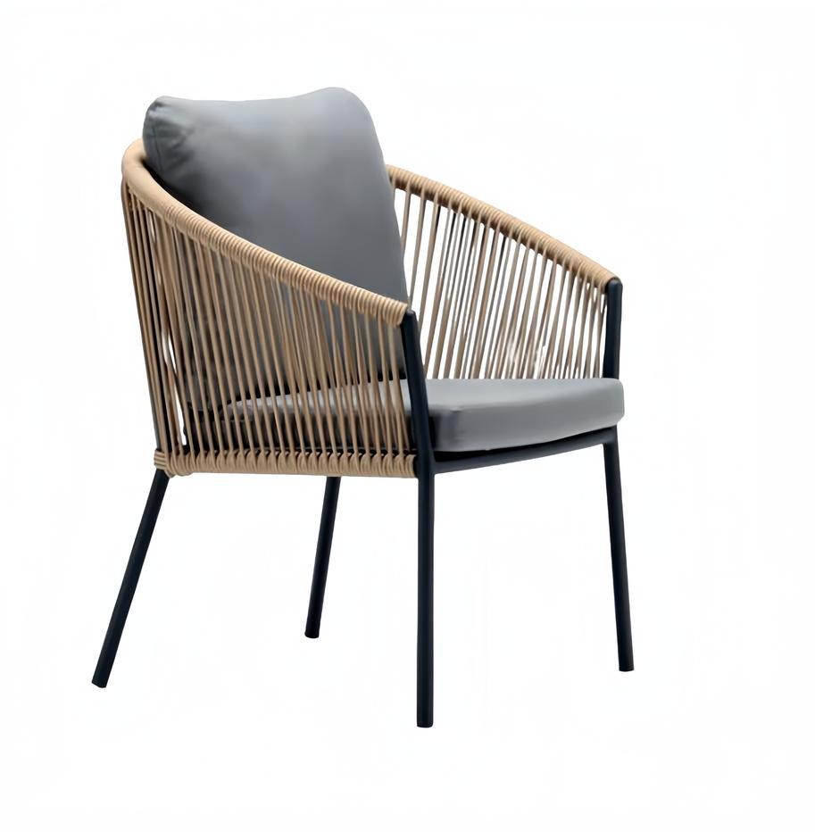 Hochwertig Stilvolle moderne Rattan Grau 1-Sitzer Terrasse Luxus Designermöbel