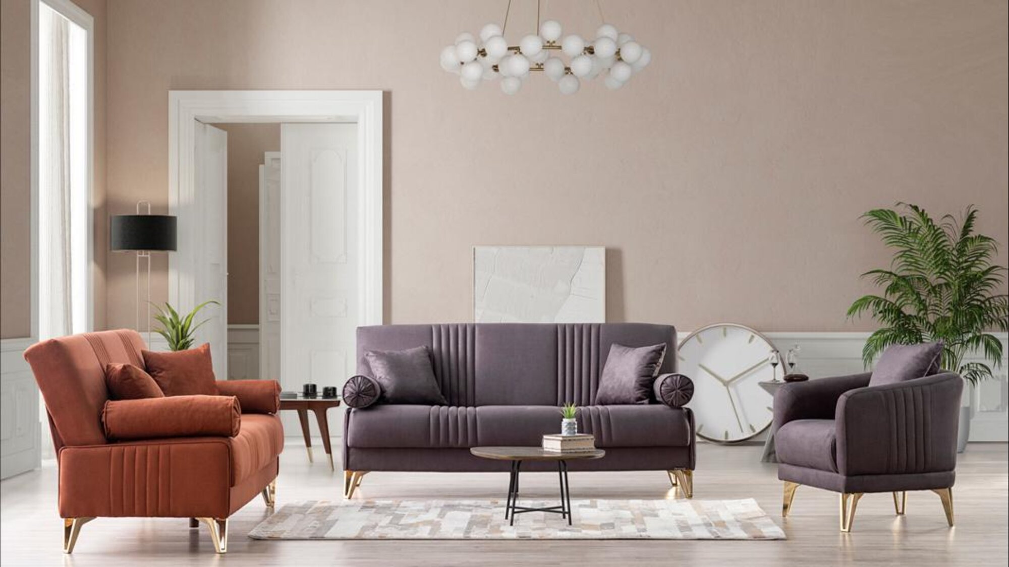 Stilvolles 3+3+1 Sitzer Sofa Set mit modernem Design für elegantes Wohnen