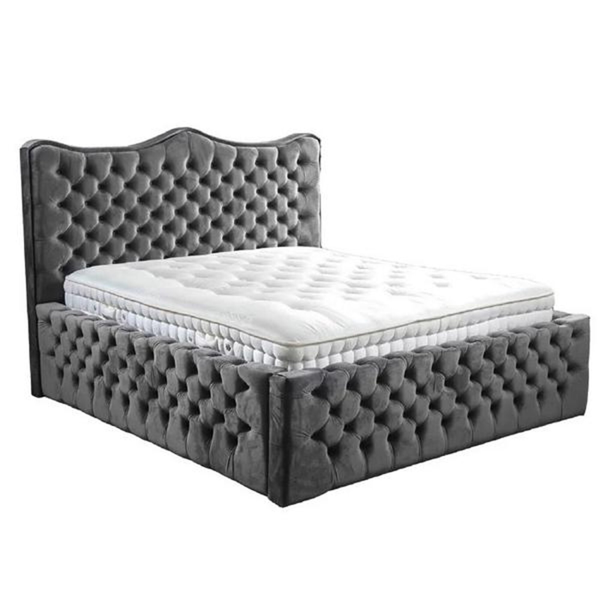 Doppelbett Bett Schlafzimmer 180сm Matratze Grau moderner Stil Hochwertig
