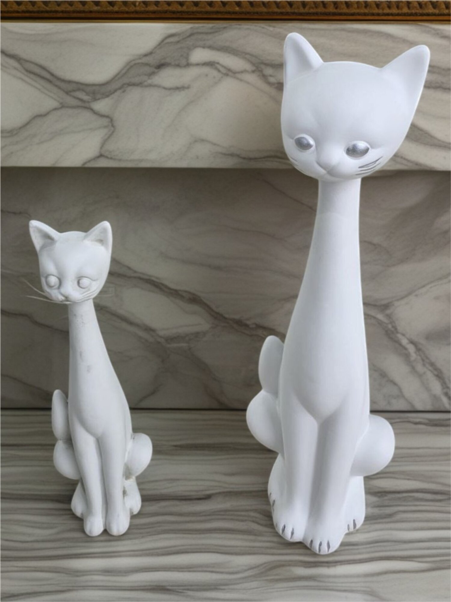 Designer-Figur einer Katze 2x Dekorative Skulptur Dekorative Statuette Figuren Sofort