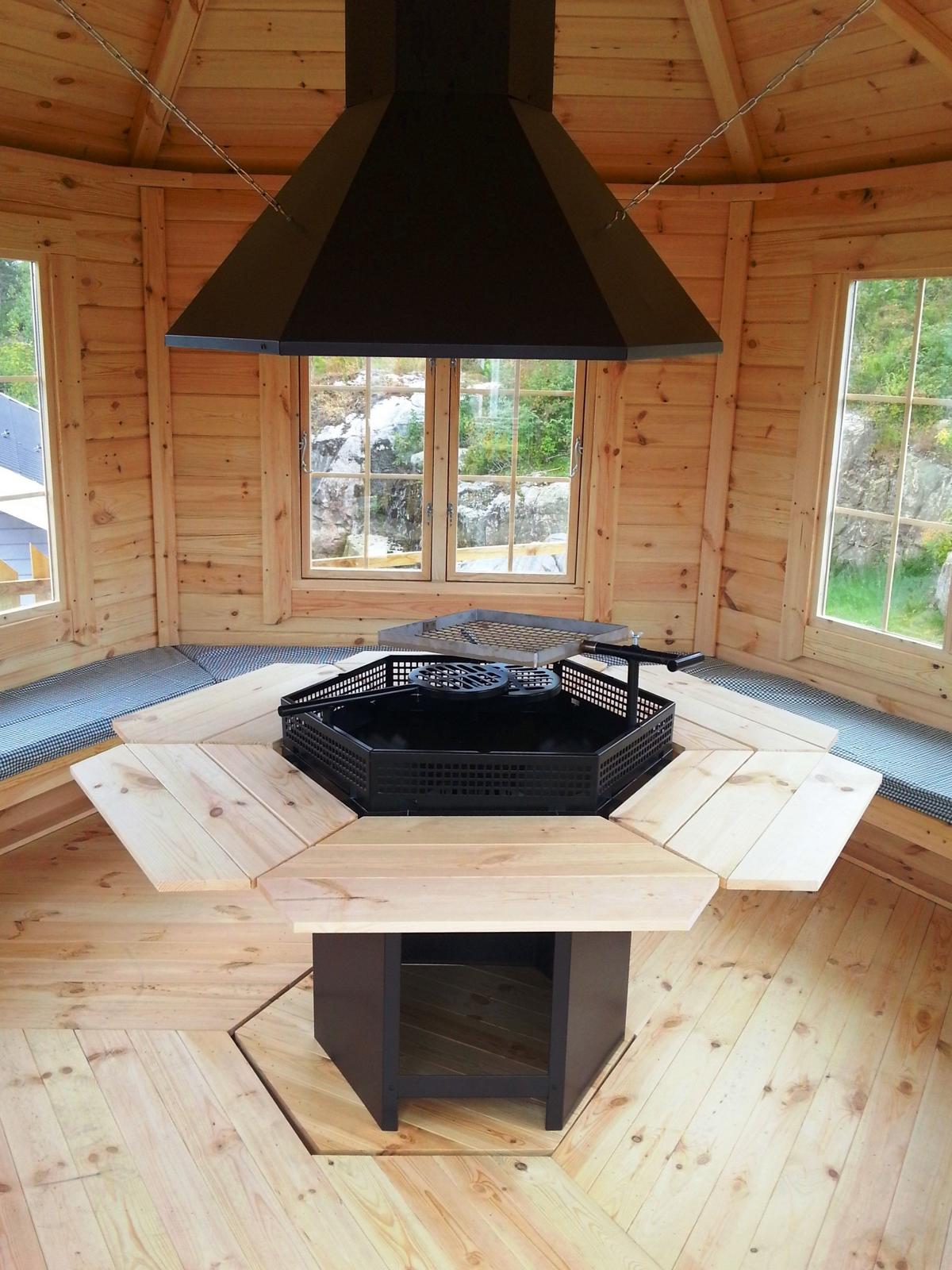 Grill Hütten Indoor Grill Bausatz Schornstein BBQ Holz Kota Tisch Grillkota Sofort