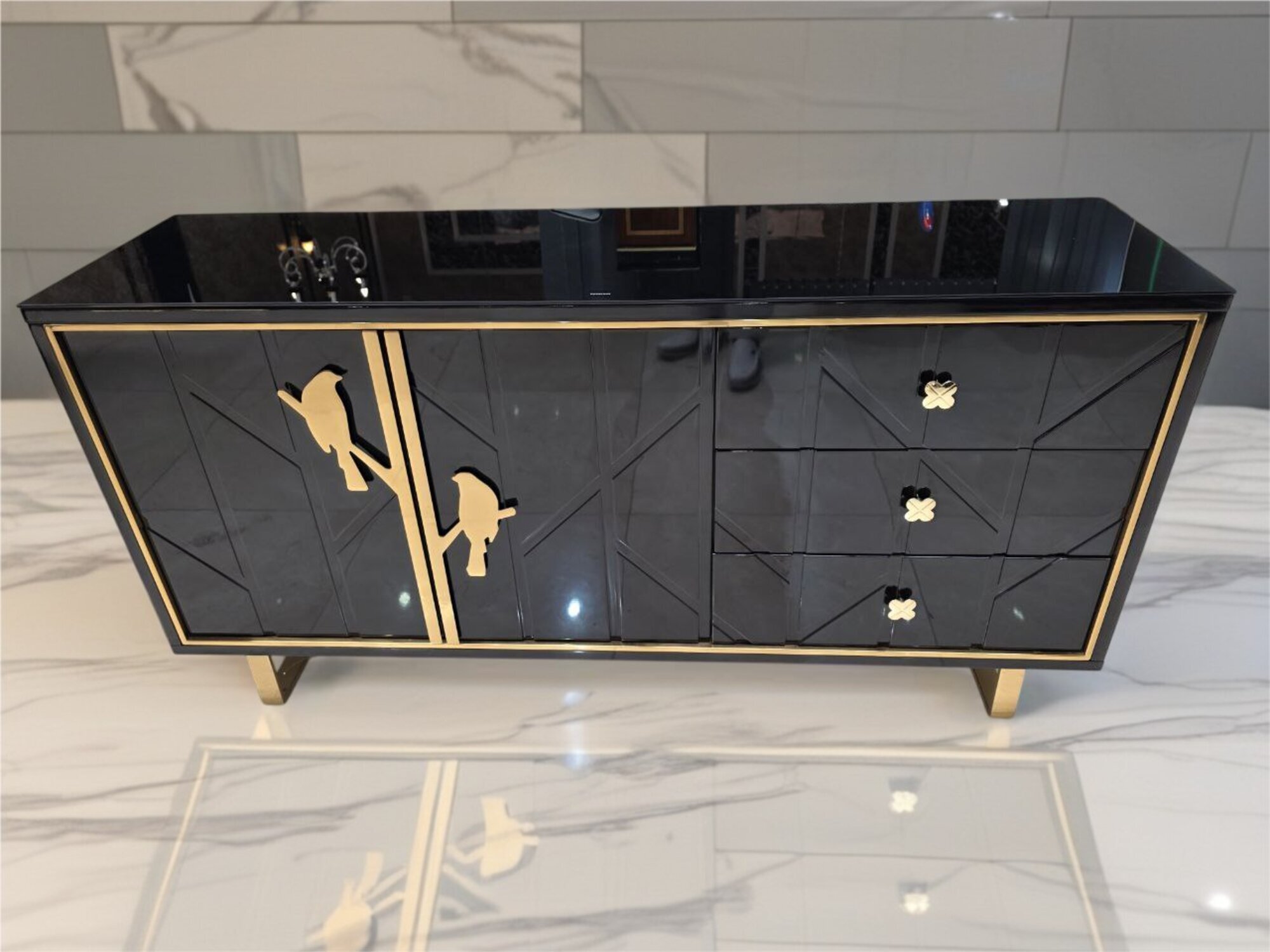 Designer Kommode Anrichte Side Low Board Schrank Wohn Zimmer Regal Luxus Sofort