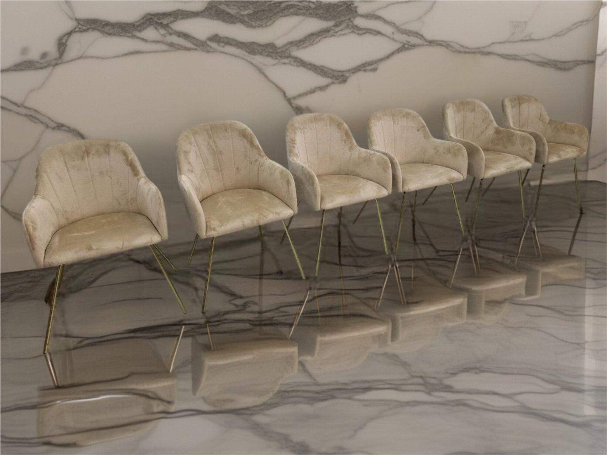 Modern Essgarnitur 6x Stuhl Beige Set Garnitur Esszimmerstuhle 6tlg Sofort