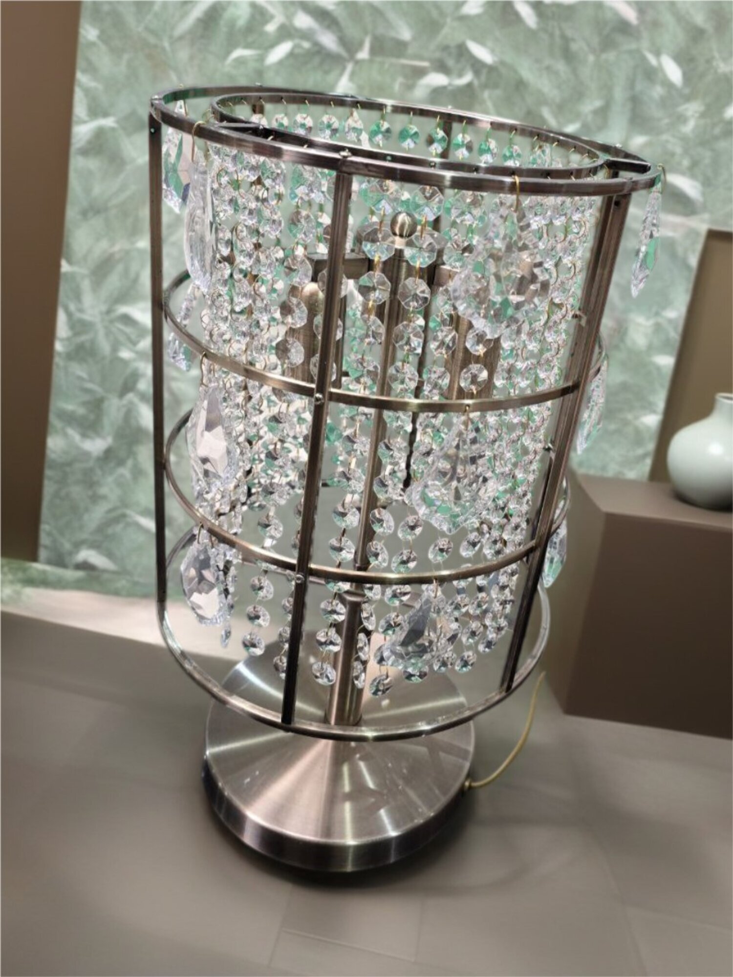 Lüster Deckenleuchter Kronleuchter Silber Deckenlampe Kristall Tischleuchte Sofort