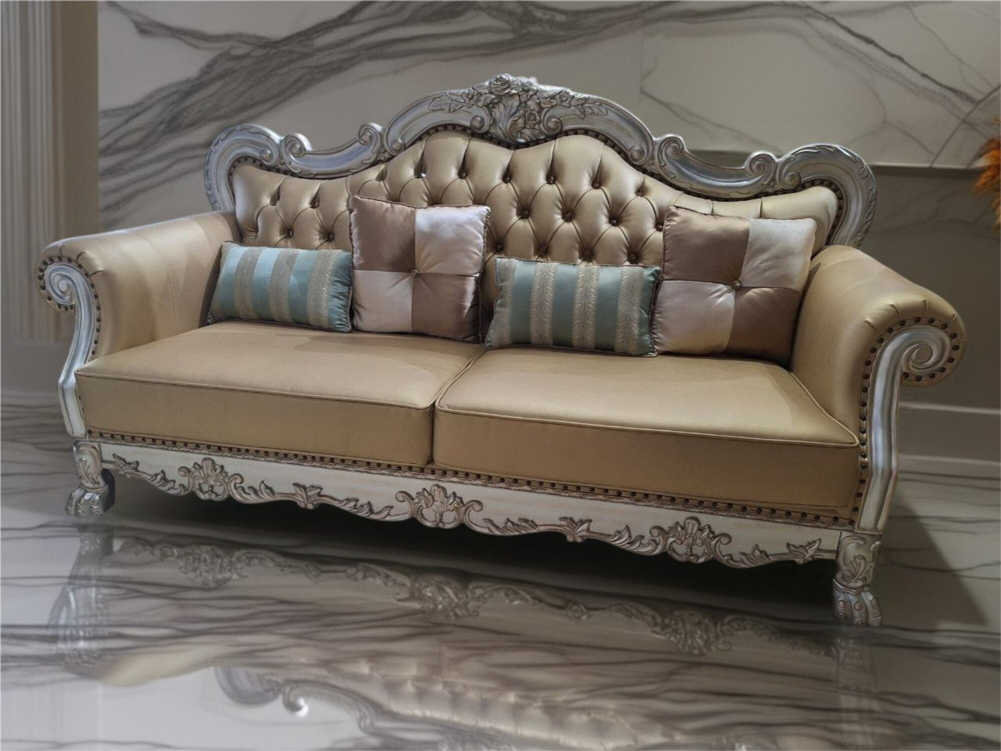 Klassischer 3 Sitzer Couch Sofa Couch Sofas Couchen Barock Chesterfield Sofort