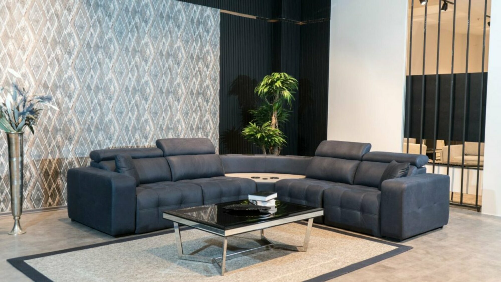 Ecksofa L form Ledersofa Großes Sofa Grau Couch Wohnzimmer Design Sofort