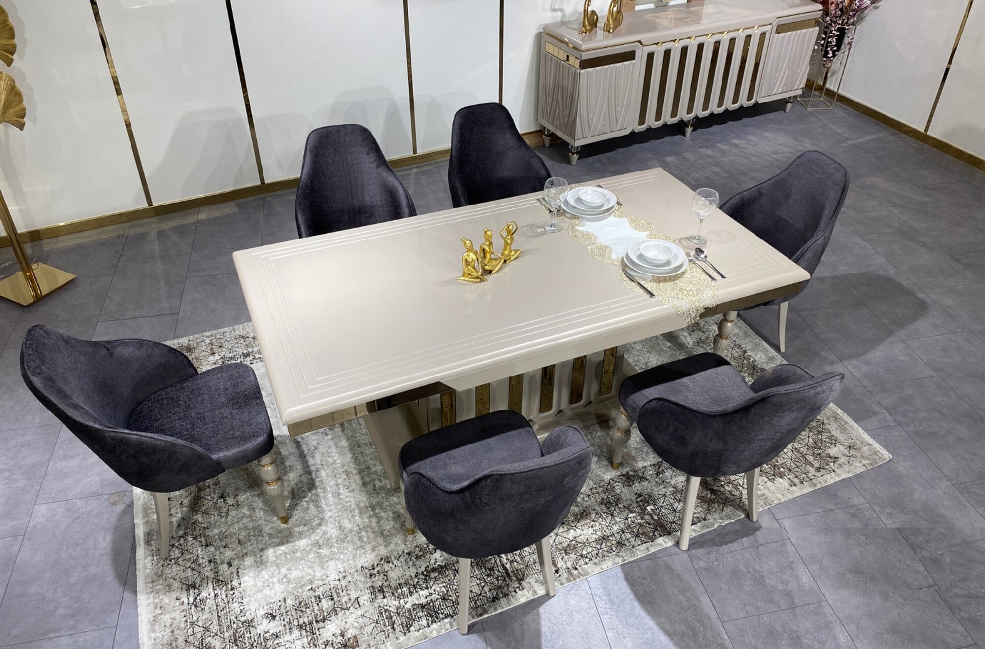 Luxus Esszimmer Set Esstisch + 6x Stühle Designer Set Essgruppe Garnitur