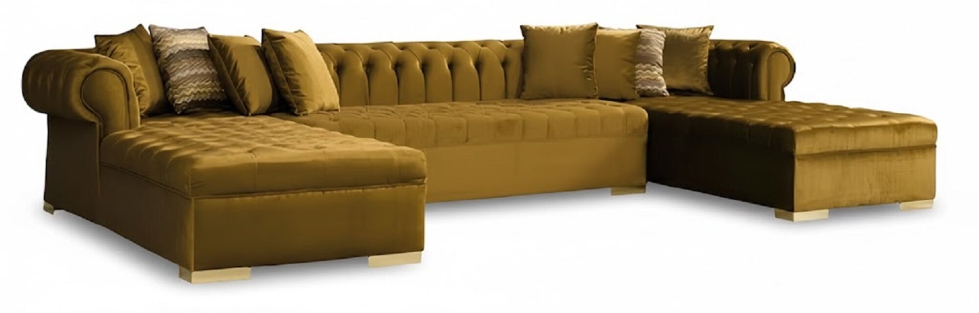 Chesterfield Wohnlandschaft Ecksofa Couch Samt Stoff Eckcouch Sofort