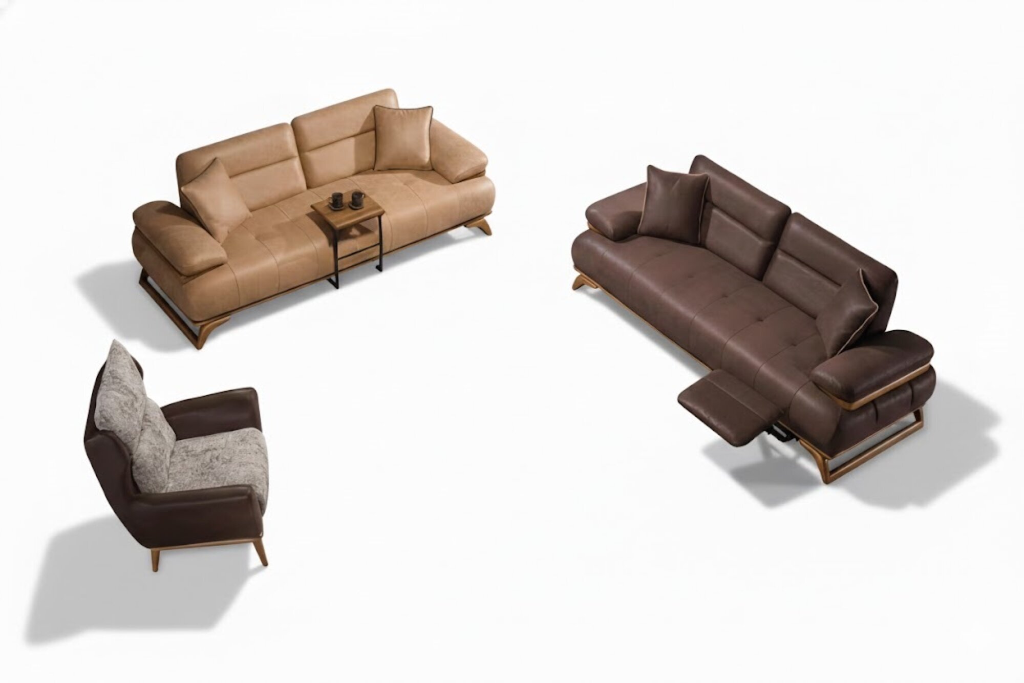 Modern Wohnzimmer Möbel Luxus Sofagarnitur 3+3+1 Sitzer Beistelltisch Sofort