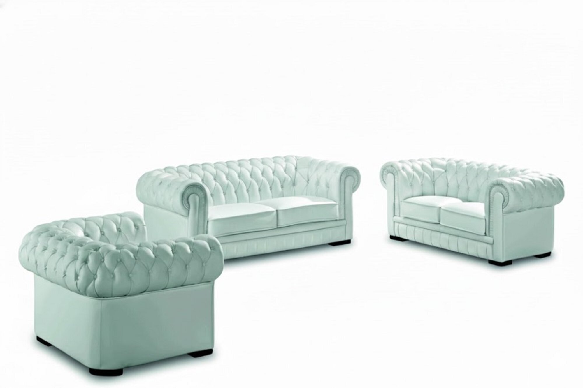 Chesterfield Sofagarnitur Klassiche Wonzimmer Couch Sofa Set 100% Leder Sofort