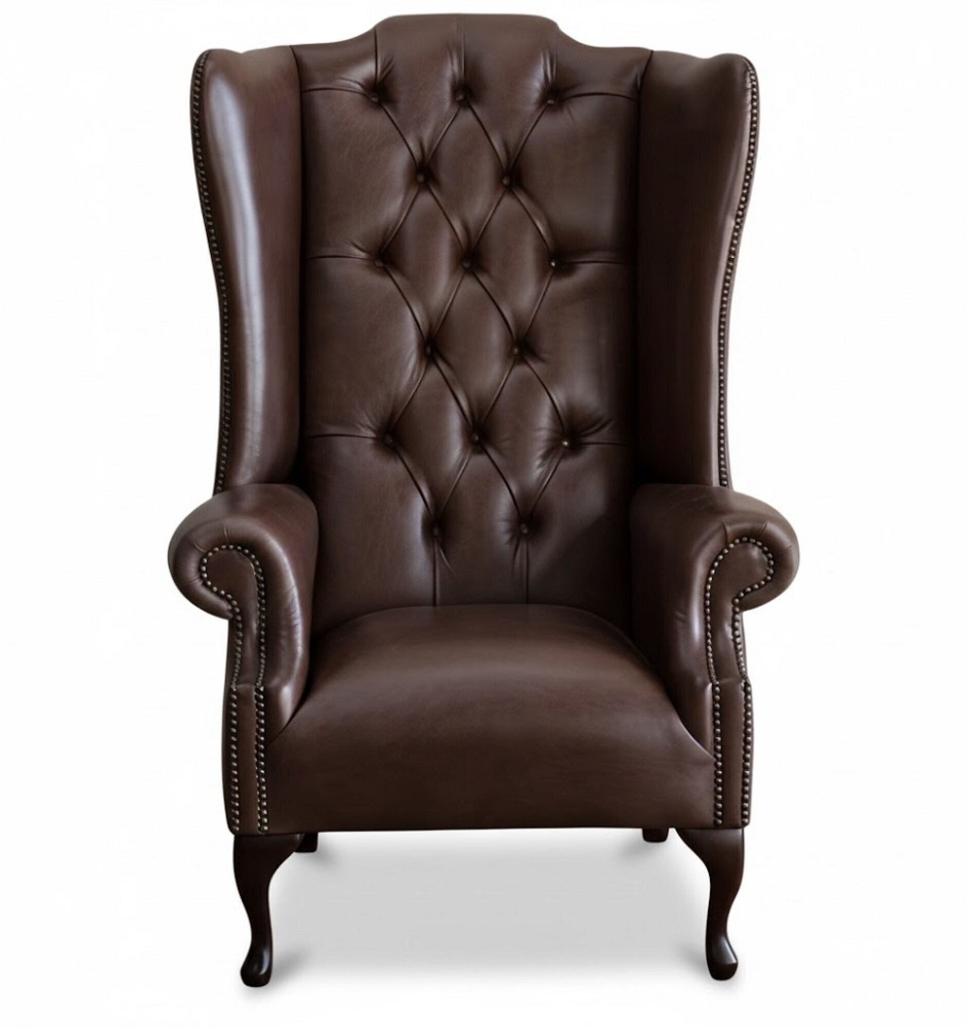 Chesterfield Ohrensessel Klassische Stuhl der Premium Klasse 100% Leder Sofort