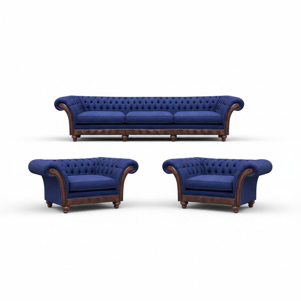 Designer Wohnzimmer Chesterfield Couchgarnitur Luxus Sofas Sessel 3tlg Sofort