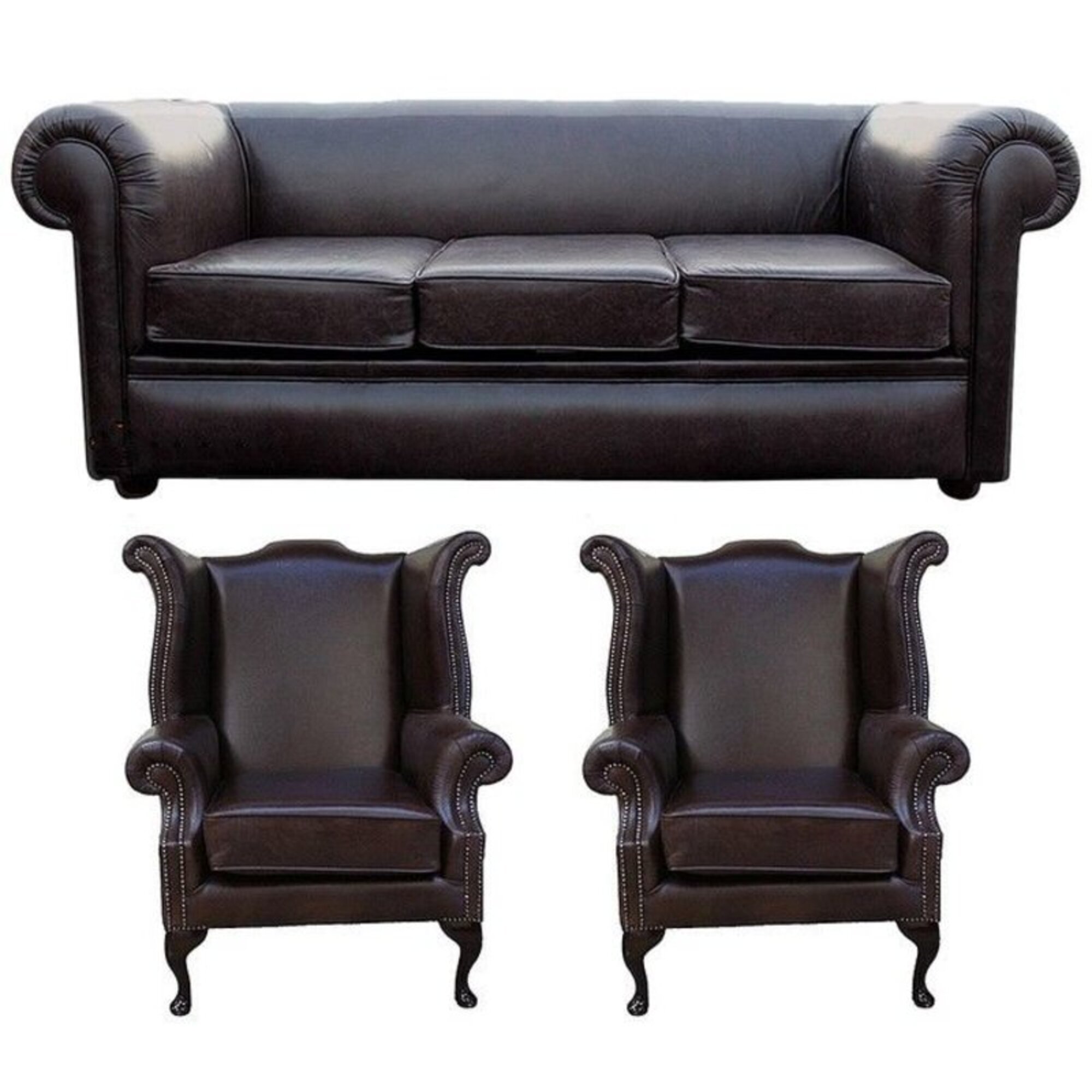 Chesterfield Sofagarnitur Leder Textil Chesterfield Komplett Set Sofa Couch 439