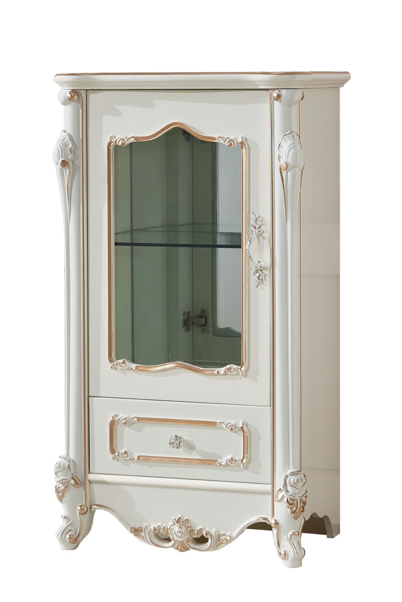 Vitrine Weiß Luxus Wohnzimmer Möbel Holz Glas Design Schrank Klassische