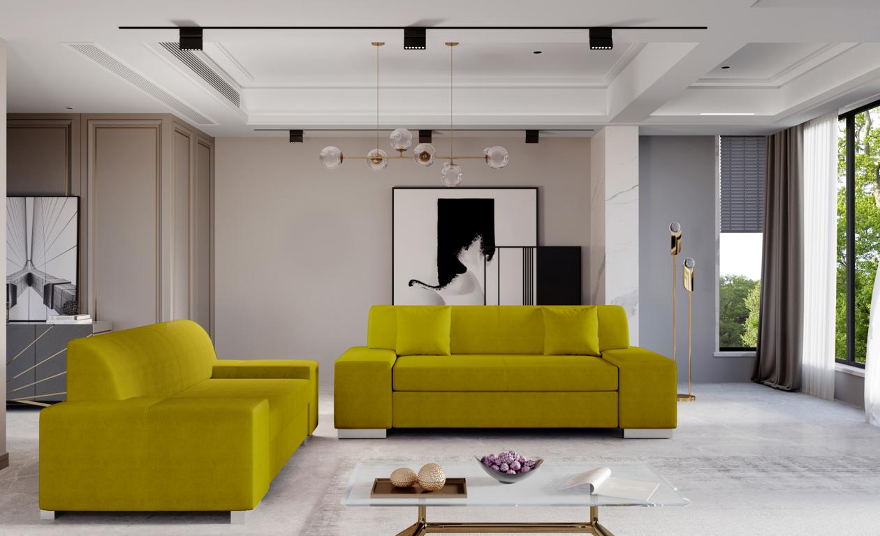 Sofagarnitur 3+2 Sitzer Garnituren Wohnlandschaft Sofas Couchen Polster Gelb Neu