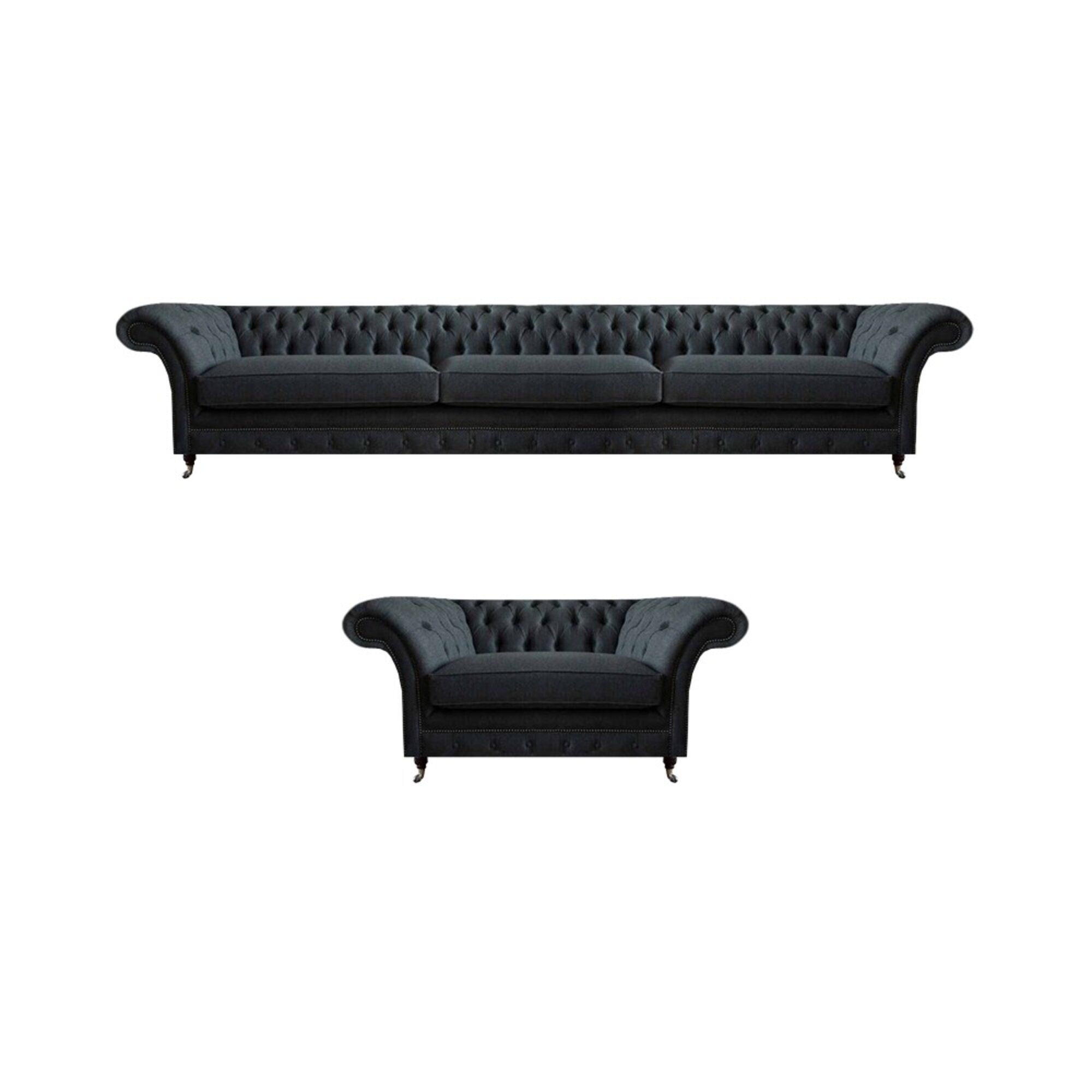 Schwarze Polster Chesterfield Garnitur Designer Sofas Moderne Couchen
