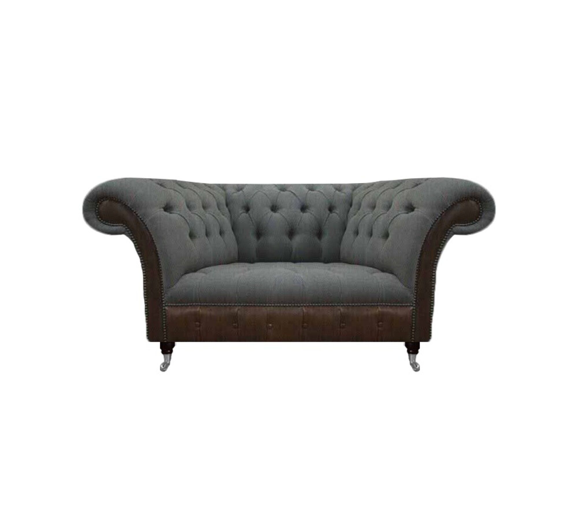 Wohnzimmer Grau-Brauner Chesterfield 2-Sitzer Textilcouchen Luxus Möbel