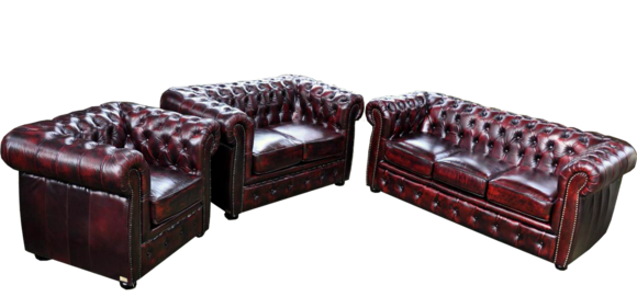 Chesterfield Sofagarnitur Couch Sofa Set Leder Polster Sitz 3+2+1