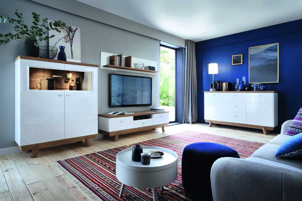 Wohnzimmer Garnitur Set Wohnwand Sideboard Vitrine Regal Design Hotel Möbel Neu
