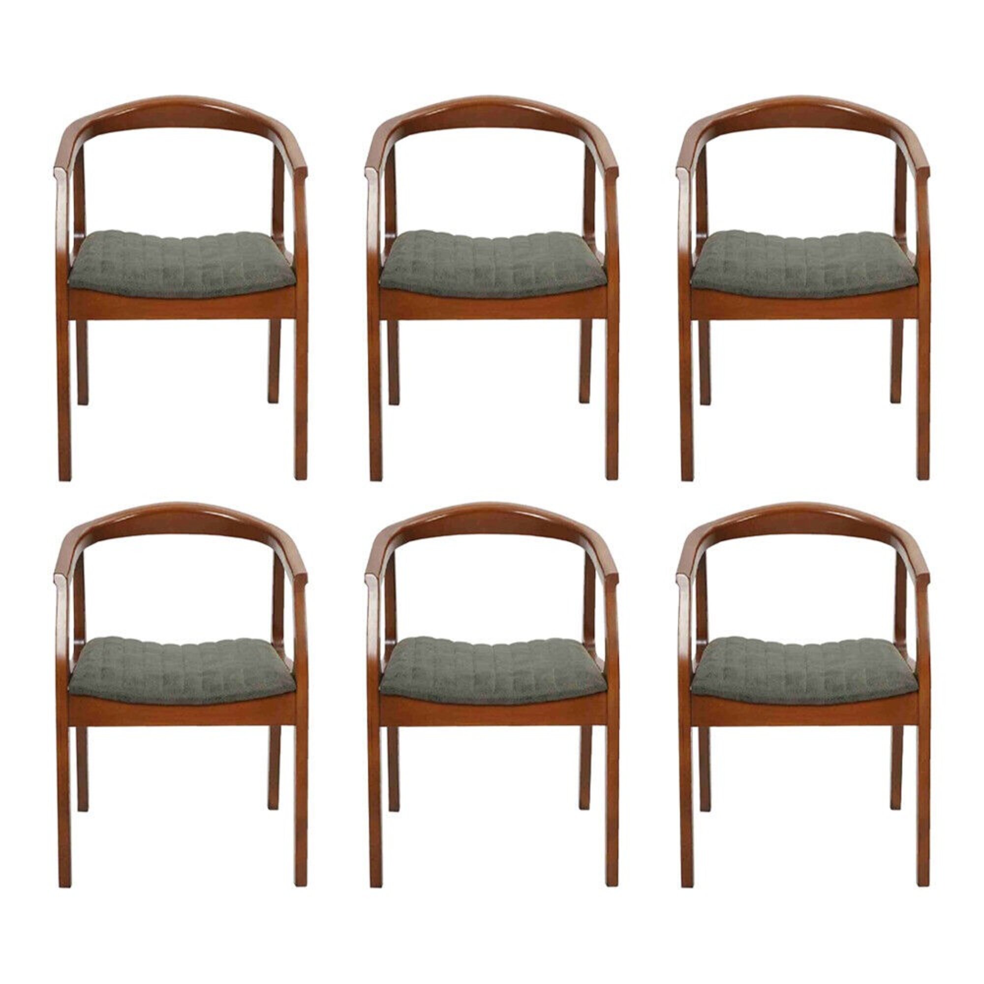 Stuhl Braun Design Wohnzimmer Esszimmer Holz 6x Stühle Polster Neu