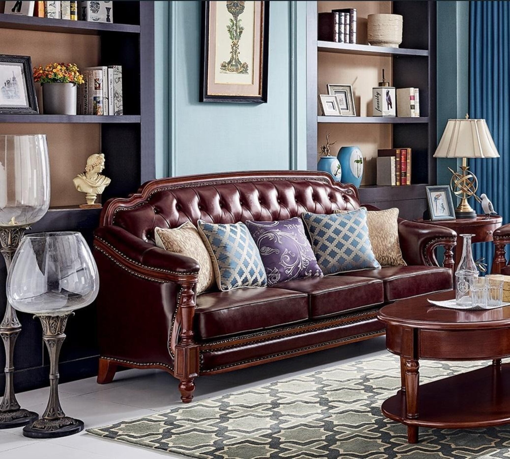 Chesterfield Dreisitzer Couch Polster Sofa Klassisch Sofas Zimmer